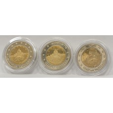 VATICAN 2007 . TWO 2 EURO . 3x SPECIMEN PATTERN COINS . 2 DIFFERENT DESIGNS